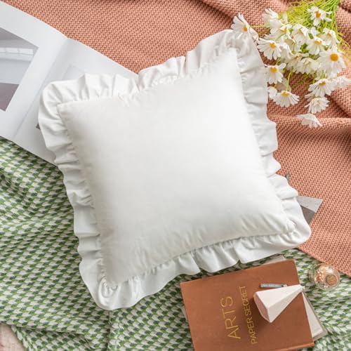 YamYard 26x26 White Euro Shams 2-Piece Throw Pillow Covers