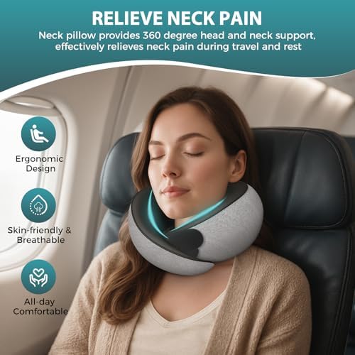 FIOGIKO Travel Neck Pillow with Eye Mask and Earplugs 1