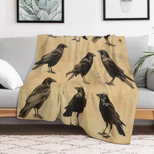 HDESDIS Farmhouse Crow Flannel Throw Blanket 30x40 Inch