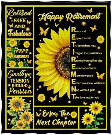 Jekeno Sunflower Throw Blanket for Women Retirement Gift with Cute Design