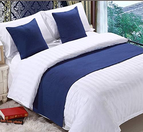 Mengersi Navy Bed Runner Scarf Protector for Full Queen Beds