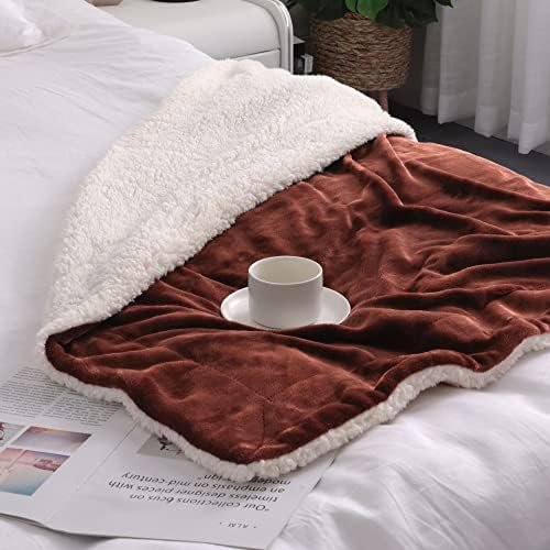 NANPIPER Baby Sherpa Throw Blanket 30x40 Inches Brown