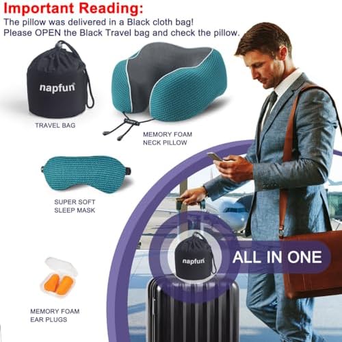 napfun Travel Neck Pillow with Memory Foam Support 1