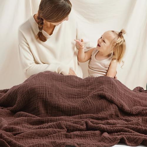 Carriediosa 4-Layer Cotton Muslin Throw Blanket 50 X 70 Dark Brown
