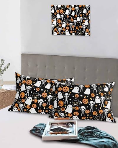 Halloween Pillow Cases Set of 2 - Microfiber Throw Covers