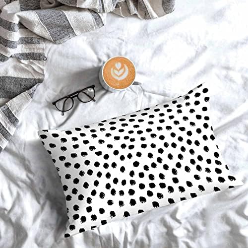 Mugod Throw Pillow Cover Black Polka Dots 20x30 Inch