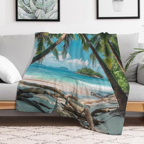 Ocean Island Flannel Throw Blanket for Couch Sofa Bed
