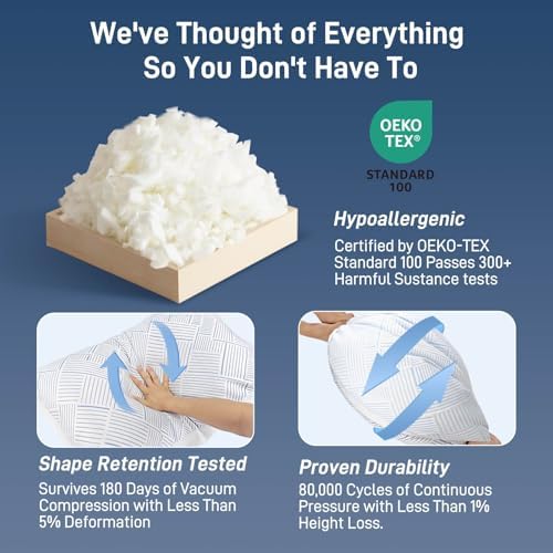 Cotelovo Shredded Memory Foam Cooling Bamboo Viscose Queen Pillow Set of 2