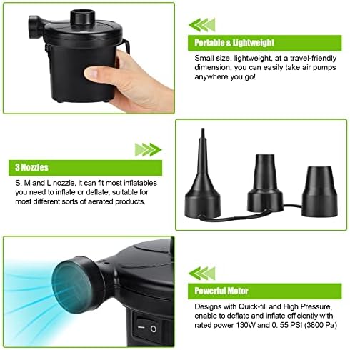 CAMULAND 130W Electric Air Pump with 3 Nozzles