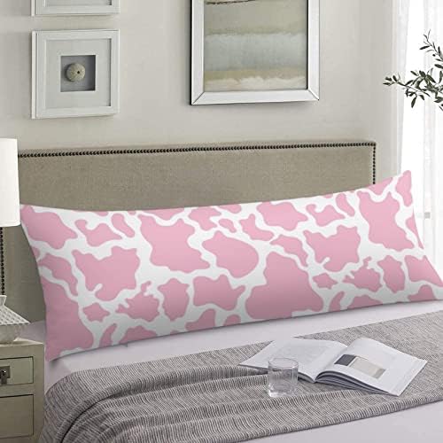 VEHOHIYA Cow Print Body Pillow Cover 20x54 Pink White