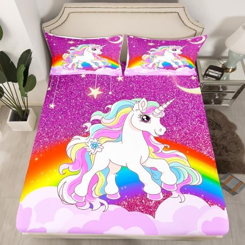 Castle Fairy Girls Unicorn Fitted Sheet Set 1