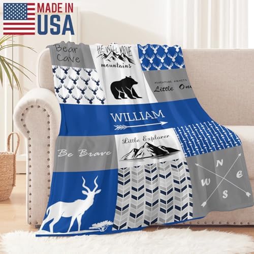ZAACUSTOM Flannel Throw Blanket with Name for Baby Boys Girls Adults