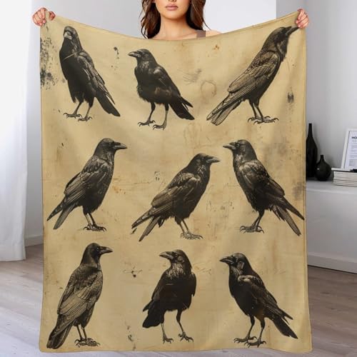 HDESDIS Farmhouse Crow Flannel Throw Blanket 30x40 Inch
