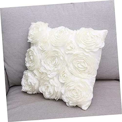 Invisible Zipper Square Pillow Cover with 3D Rose Design