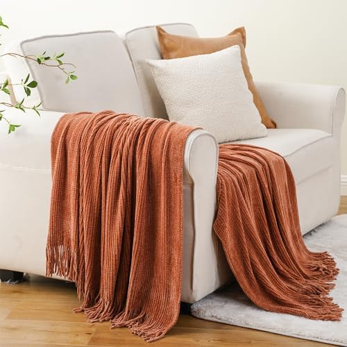 BATTILO HOME Rust Orange Throw Blanket 60x80