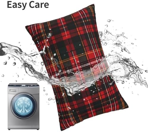 Augenstern Velvet Pillow Protector 14x20 Red Tartan