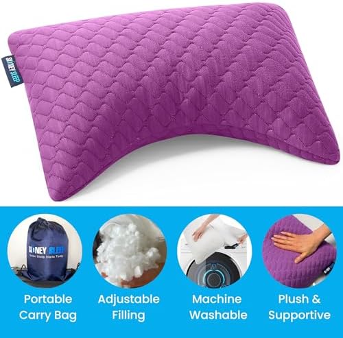 Sidney Sleep Mini Travel Neck Pillow - Magenta 14x19 Inches 1