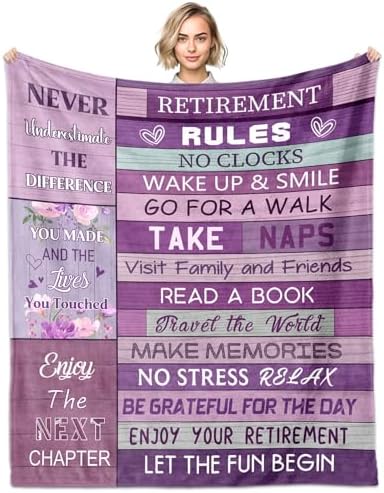 Retirement Blanket 60x50 Flannel Throw for Women