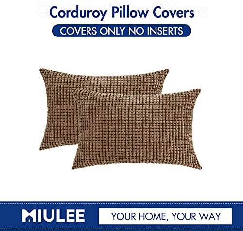 MIULEE 2 Pack 12x20 Inch Corduroy Pillow Covers