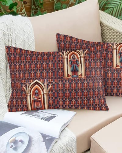 Waterproof Pillow Protector 2 Pack - Soldier Brown Metallic Geometric Design 12x20
