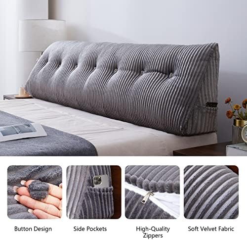 SLIGUY Queen Headboard Pillow Grey 59x8x20 Inches