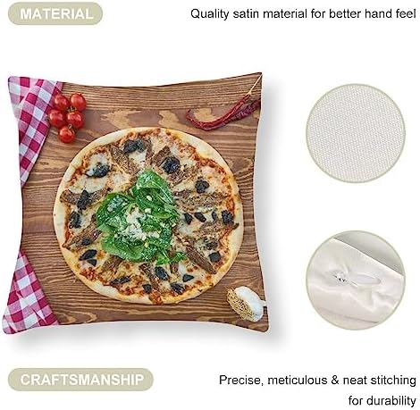 16x16 Food Pizza Pillow Cover Satin Throw