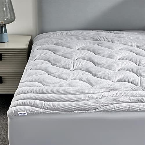 SLEEP ZONE Cooling Cal King Mattress Topper Silver Grey 1