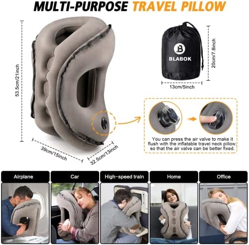 BLABOK Inflatable Travel Pillow with Eye Mask and Earplugs