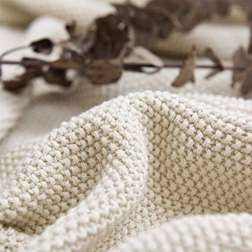 Cream Cotton Cable Knit Throw Blanket - 60x80 Beige