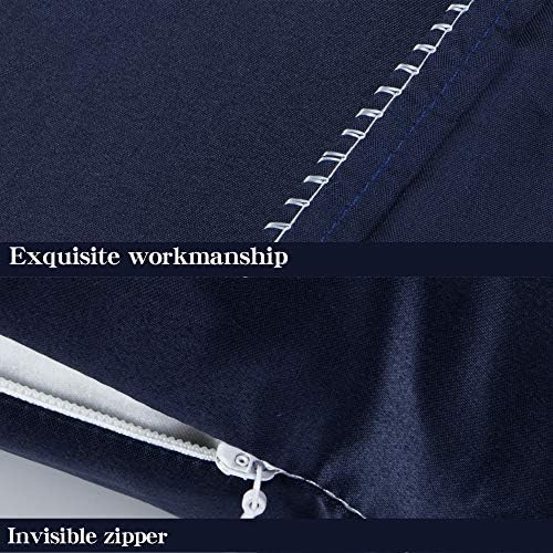 NTBAY Matte Satin Pillowcases Set of 2 20x26 Inches Navy Blue