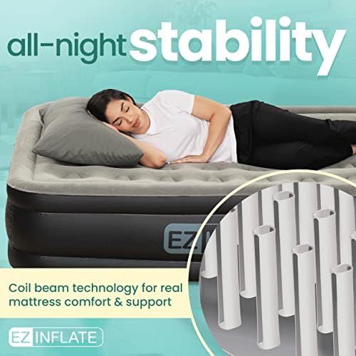 EZ INFLATE Double High Luxury Air Mattress with Built In Pump 1