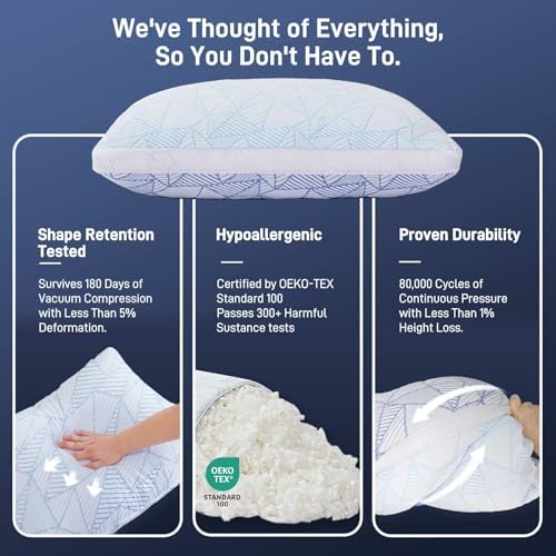Paxavofa Shredded Memory Foam Cooling Bamboo Viscose Queen Pillow