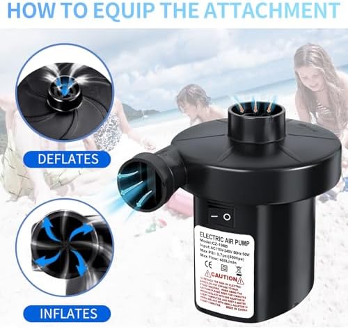 Electric Air Pump for Inflatables 110V Portable with 3 Nozzles