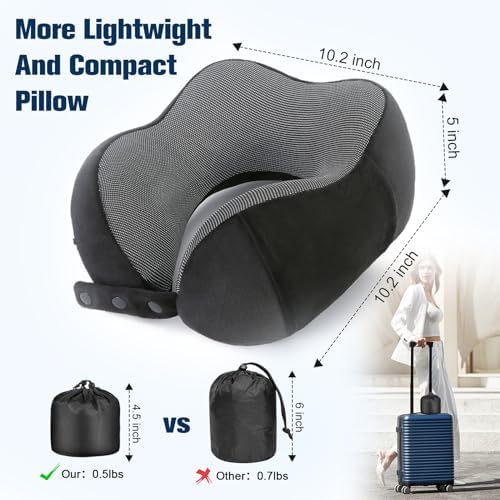 Adjustable Memory Foam Neck Pillow with Eye Mask and Earplugs
