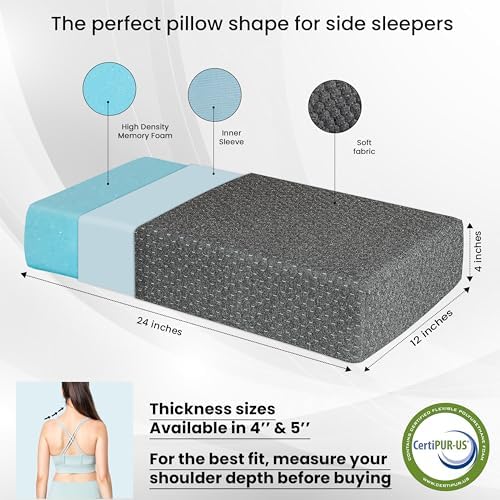 PALTEX 24x12x4 Pillow Cube for Side Sleepers with 2 Pillow Cases