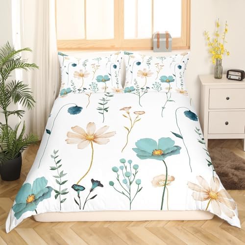 Erosebridal Watercolor Floral Duvet Cover Set Twin