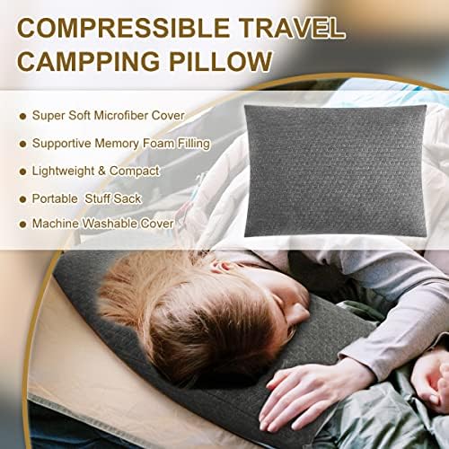 Ivellow Memory Foam Travel Pillow for Camping Hiking