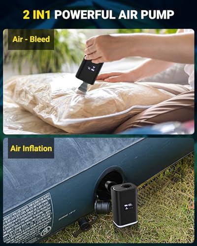 OMQ Portable Air Pump with Camping Lantern and LED Display