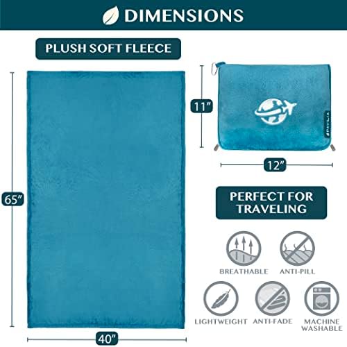 PAVILIA Travel Blanket Pillow with Pockets and Strap - Turquoise