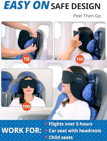 SARISUN Travel Pillow with 3D Sleep Mask and 360 Support