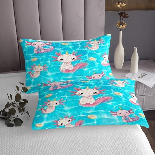 Manfei Cartoon Axolotl Bed Sheet Set Full Size 1