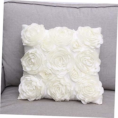 WHAMVOX Soft Floral Throw Pillow Cover Ivory White Cushion Case