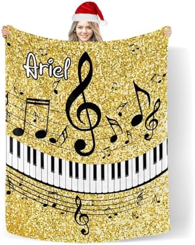 Custom Blanket with Name Music Piano Nursery Throw 30X40inch