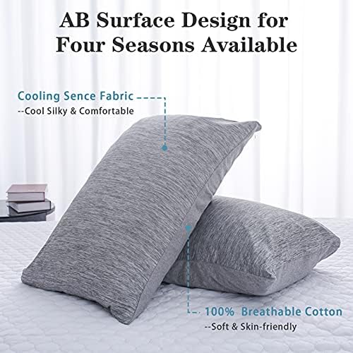 CHOSHOME Cooling Pillow Cases 2 Pack Standard Size Grey