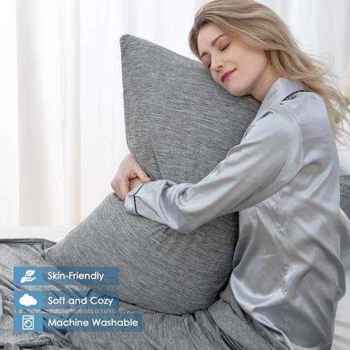 CHOSHOME Cooling Pillow Cases 2 Pack Standard Size Grey