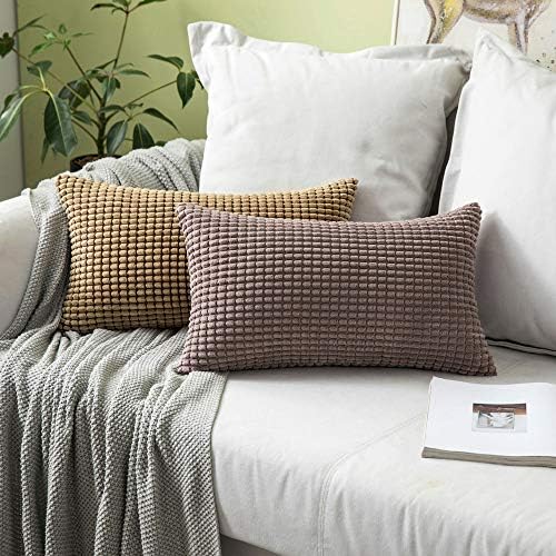 MIULEE 2 Pack 12x20 Inch Corduroy Pillow Covers