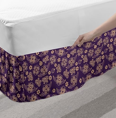 Ambesonne Bicolour Floral Bed Skirt - TwinTwin XL Plum Almond 1