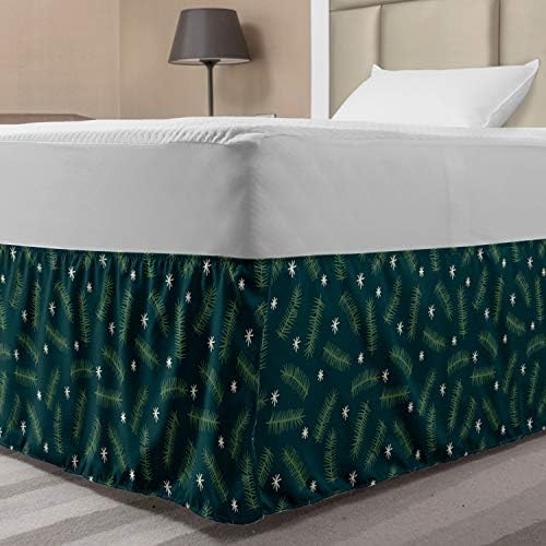 Ambesonne Forest Bedskirt Noel Christmas Theme with Pine Branches
