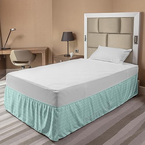 Ambesonne Chevron Bedskirt - Pastel Green Zigzag Pattern Twin XL