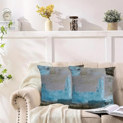Alricc Teal and Brown 20x20 Pillow Covers Set of 2